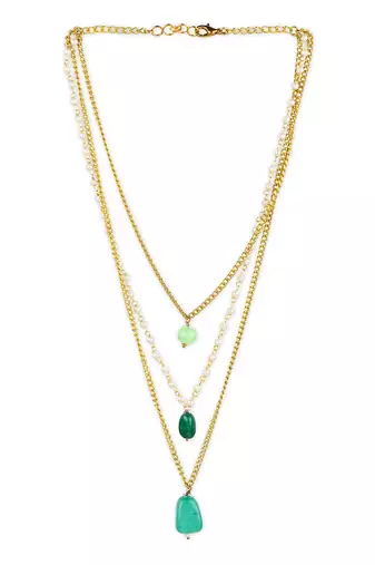 Green gold plated handcrafted neklace with pearls