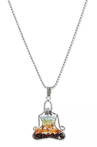 Green healing stone silver neckpiece