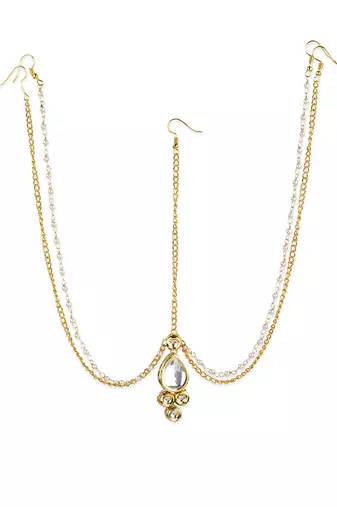 Gold plated kundan mathapatti