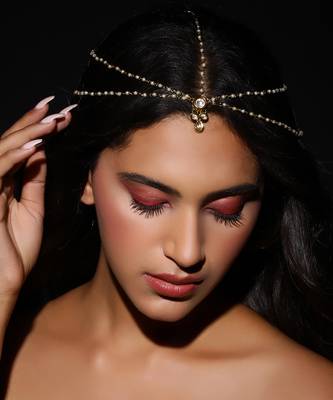 Gold plated kundan mathapatti 1