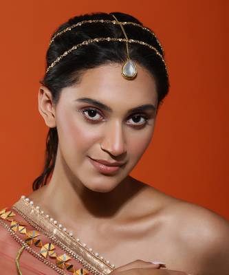 Gold plated kundan mathapatti 1