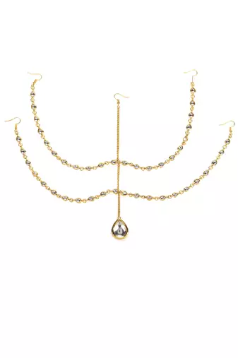 Gold plated kundan mathapatti