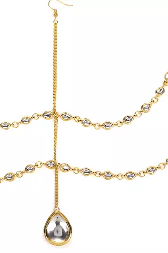 Gold plated kundan mathapatti