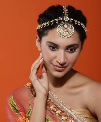 Gold plated kundan mathapatti 1