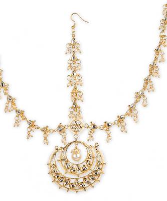 Gold plated kundan mathapatti 4