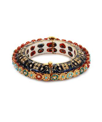 Blue enameled gold plated kundan bangle 3