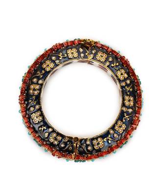 Blue enameled gold plated kundan bangle 5