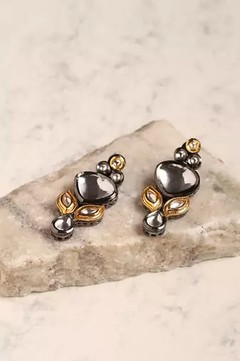 Dual tone polki earrings