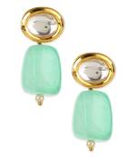 Green gold plated kundan earrings