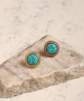 Blue gold plated handcrafted earrings 3