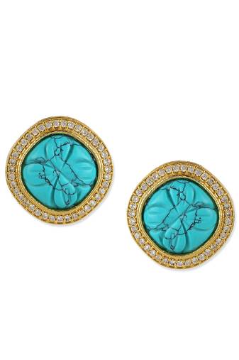 Blue gold plated handcrafted earrings