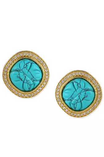 Blue gold plated handcrafted earrings