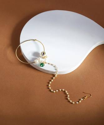 White multi beaded nose ring 2
