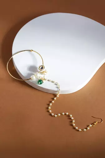 White multi beaded nose ring