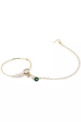 White multi beaded nose ring