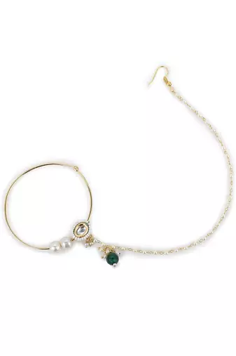 White multi beaded nose ring