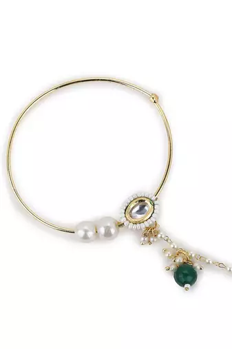White multi beaded nose ring