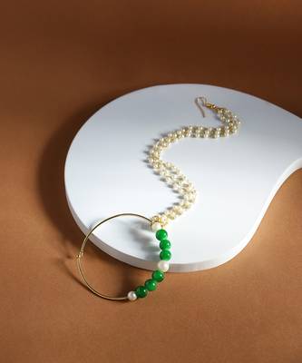 Green multi beaded nose ring 2