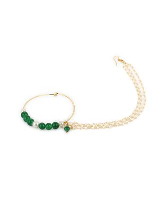 Green multi beaded nose ring 3