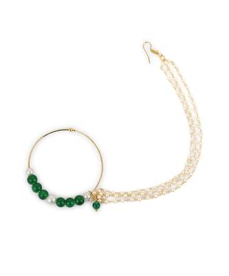 Green multi beaded nose ring 4