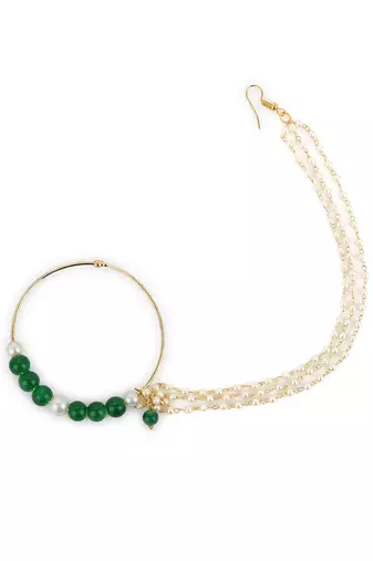 Green multi beaded nose ring
