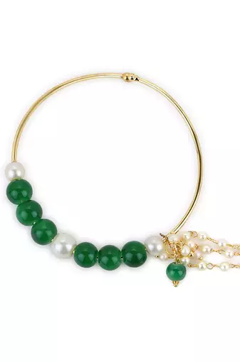 Green multi beaded nose ring