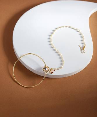 White multi beaded nose ring 2