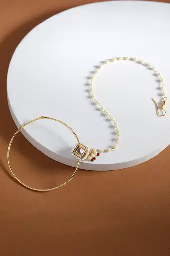 White multi beaded nose ring