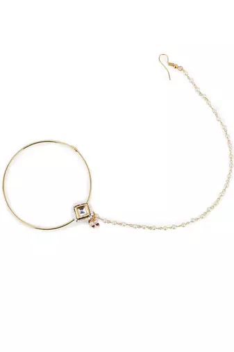 White multi beaded nose ring