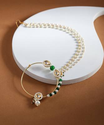 White multi beaded nose ring 2