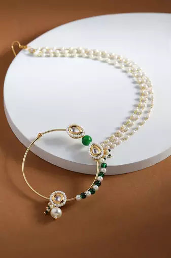 White multi beaded nose ring