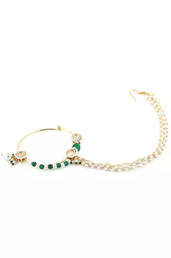 White multi beaded nose ring