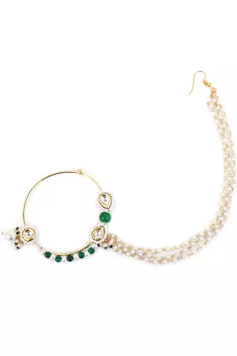 White multi beaded nose ring