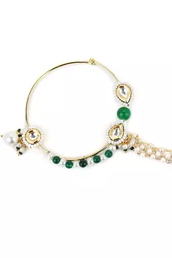 White multi beaded nose ring