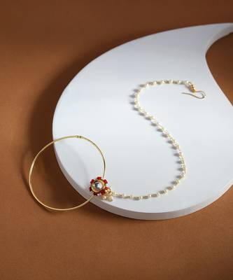 Red multi beaded nose ring 2