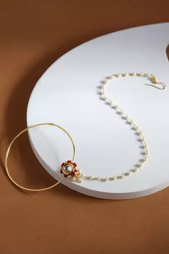 Red multi beaded nose ring