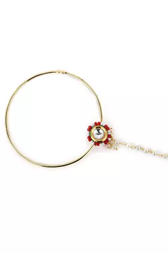 Red multi beaded nose ring