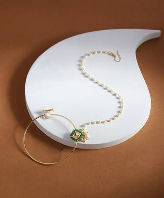 Green multi beaded nose ring 2