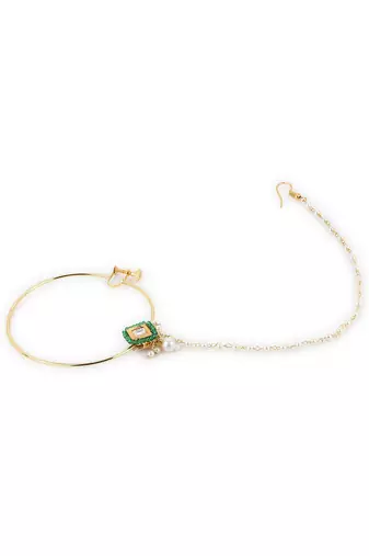 Green multi beaded nose ring