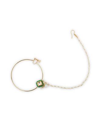 Green multi beaded nose ring 4