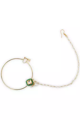 Green multi beaded nose ring