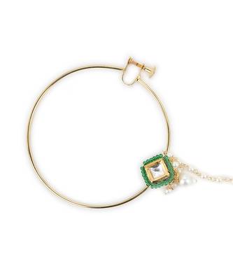 Green multi beaded nose ring 5