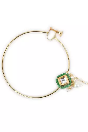 Green multi beaded nose ring