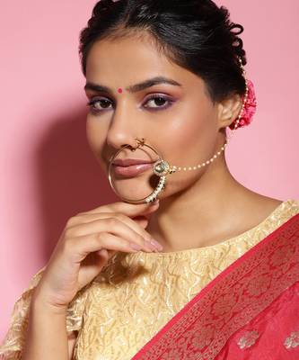 White multi beaded nose ring 1