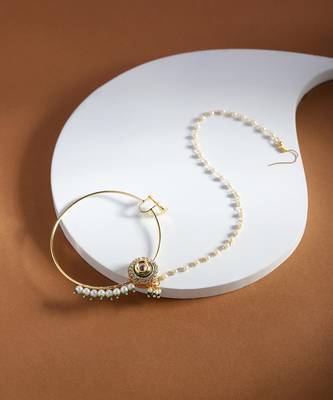 White multi beaded nose ring 2