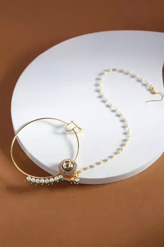 White multi beaded nose ring