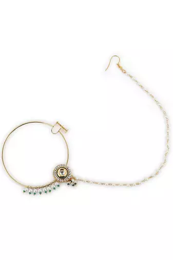White multi beaded nose ring
