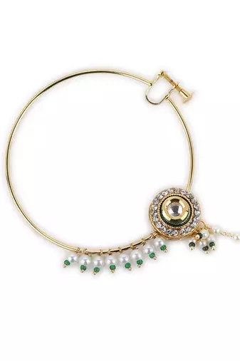 White multi beaded nose ring