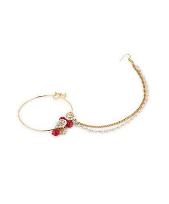 Red multi beaded nose ring 3