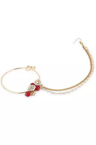 Red multi beaded nose ring